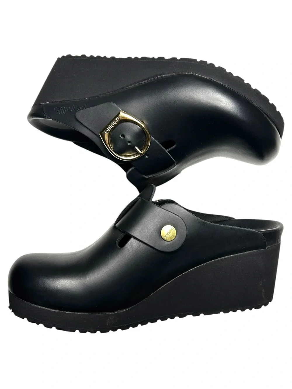 Birkenstock Fanny Ring Buckle Black Leather Platform Clogs EU 37 Medium / Narrow - Picture 11 of 12